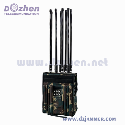 Cell Phone Signal Backpack Jammer 200M Military High Power GPS WIFI 5.8G