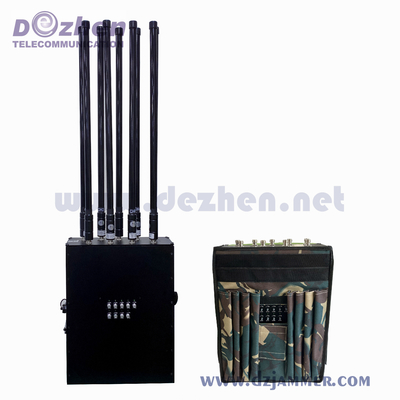Cell Phone Signal Backpack Jammer 200M Military High Power GPS WIFI 5.8G