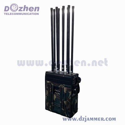 Cell Phone Signal Backpack Jammer 200M Military High Power GPS WIFI 5.8G