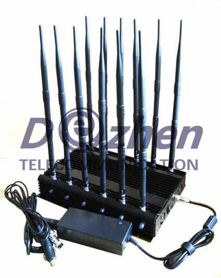 12-band Jammer GSM DCS Rebolabile 3G 4G WIFI GPS Satellite Phones and car remotes 315-433-868 Mhz