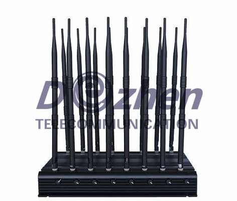 Full Bands Jammer Adjustable 16 Antennas Powerful 3G 4G Phone Blocker &amp;WiFi UHF VHF GPS L1/L2/L5 Lojack Remote Control A