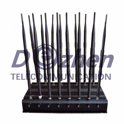 Full Bands Jammer Adjustable 16 Antennas Powerful 3G 4G Phone Blocker &amp;WiFi UHF VHF GPS L1/L2/L5 Lojack Remote Control A