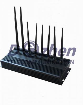 8 Bands High Power 3G Mobile Phone Signal Jammer WiFi GPS LoJack UHF VHF AC Adapter
