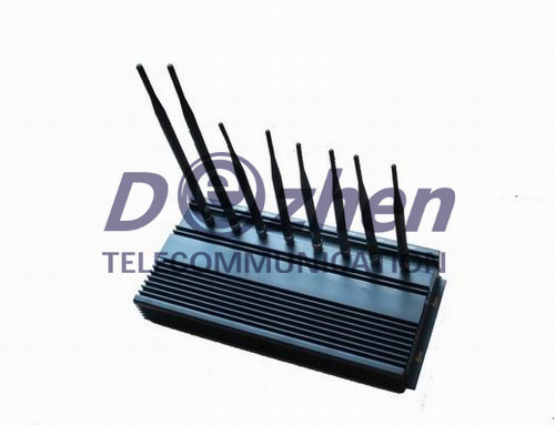 8 Bands High Power 3G Mobile Phone Signal Jammer WiFi GPS LoJack UHF VHF AC Adapter