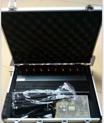 8 Bands High Power 3G Mobile Phone Signal Jammer WiFi GPS LoJack UHF VHF AC Adapter