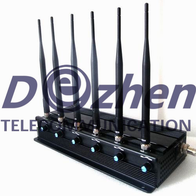 AC Adapter Mobile Phone Signal Jammer 15W High Power 6 Antenna 3G GPS L1 L2 L5
