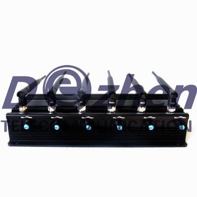 AC Adapter Mobile Phone Signal Jammer 15W High Power 6 Antenna 3G GPS L1 L2 L5