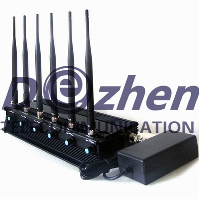 AC Adapter Mobile Phone Signal Jammer 15W High Power 6 Antenna 3G GPS L1 L2 L5