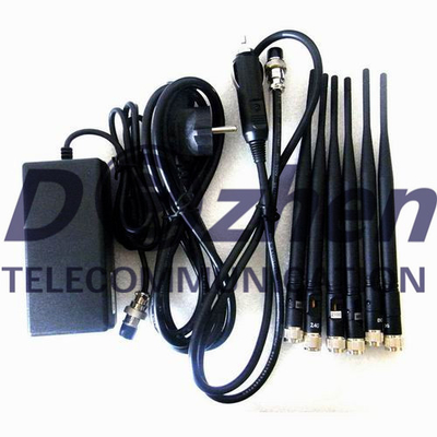 AC Adapter Mobile Phone Signal Jammer 15W High Power 6 Antenna 3G GPS L1 L2 L5