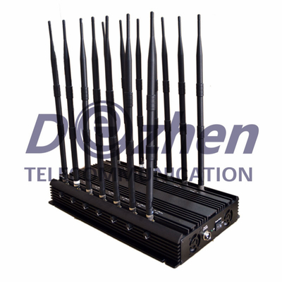 Adjustable 14 Antennas Powerful 3G 4G Phone Blocker &amp;WiFi UHF VHF GPS Lojack Remote Control All Bands Signal Jammer