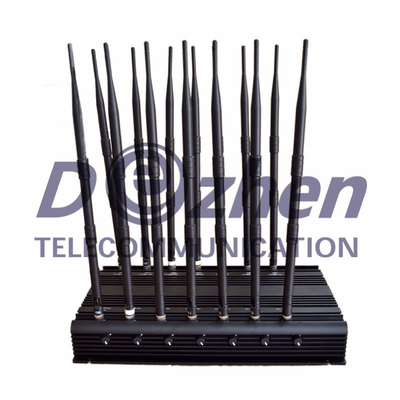 Adjustable 14 Antennas Powerful 3G 4G Phone Blocker &amp;WiFi UHF VHF GPS Lojack Remote Control All Bands Signal Jammer