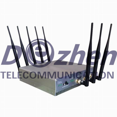 3G 4G Cell Phone High Power Signal Jammer , 8 Antennas Phone Signal Blocker 16W