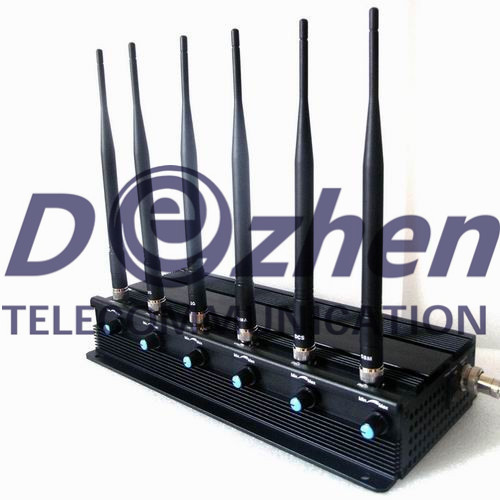 AC Adapter Mobile Phone Signal Jammer 15W High Power 6 Antenna 3G GPS L1 L2 L5
